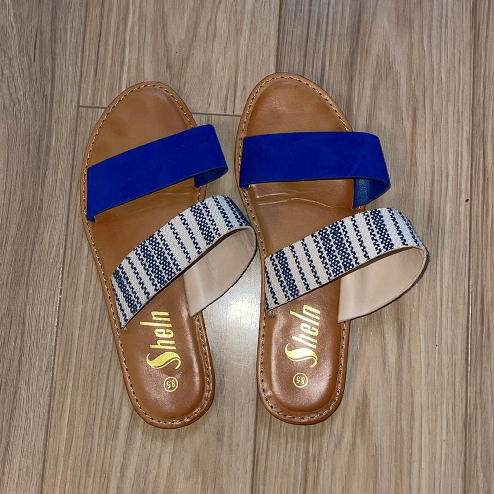 Shein Blue and Cream Sandals